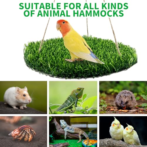 Image of FlidRunest Large Bird Foraging Mat Toys, Natural Bird Grass Hammock Swing Toy with Hooks, Climbing Perch Hanging Toy for Parakeets, Parrot, Cockatiels, Bearded Dragon, Snake