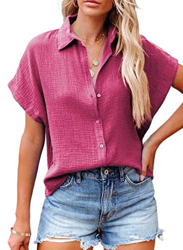 Dokotoo Feminino Blusas De Verão, Decote Em V, Gola Virada Para B...