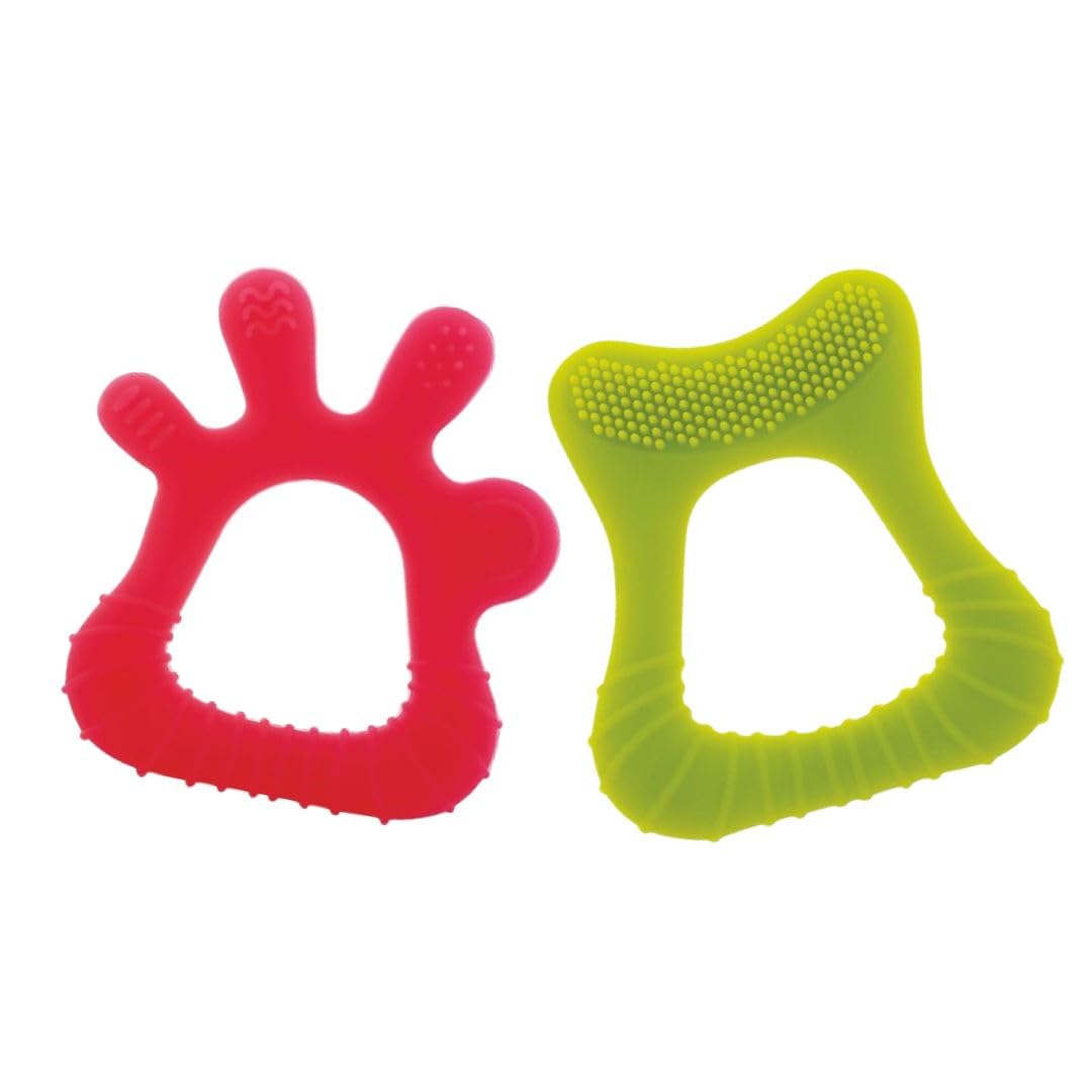 BeeBaby Silicone Baby Teether for Newborn Babies, BPA Free Soft Teething Toy with Storage Case for Infants, Food Grade Silicone Gum Soother, Safe Chew Toy, (Finger_Pink & Green_Tooth) Pack of 2-image-34