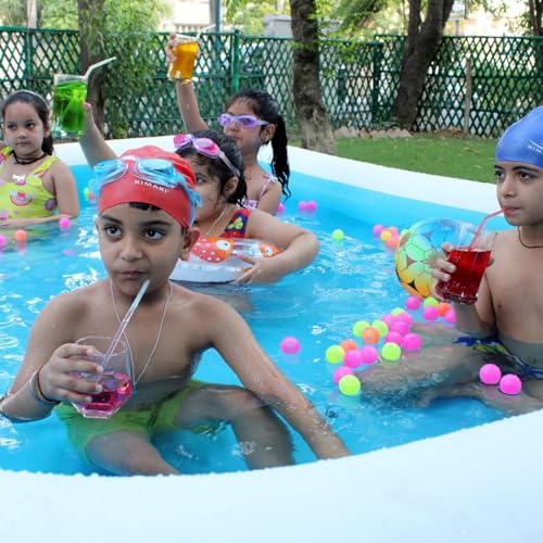 Image of 5 Feet Rectangular Inflatable Swimming Pool with Electric Air Pump for Kids, Toddlers & Adults, Indoor Outdoor Garden Backyard Summer Water Party, Blue(150 x 105 x 55 cm)