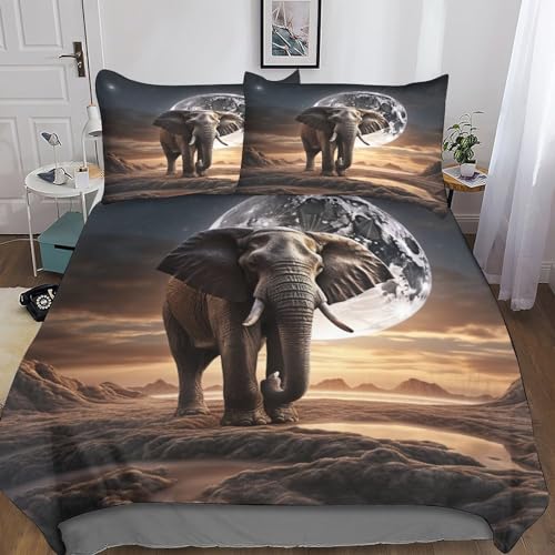 Housse de couette elephant afrique 200x200 parure lit microfibre - 3