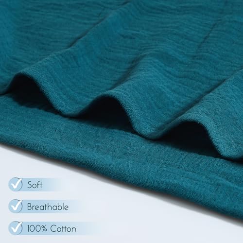 Image of Meracorallo Muslin Swaddle Blanket, 100% Cotton Receiving Blanket Soft and Breathable Swaddle Wrap for Baby Boys and Girls, Teal Blue