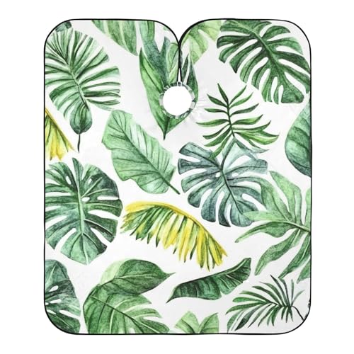 Hezely Watercolor Tropical Leaves Hair Dye Cape, Barber Cape for Adults,Waterproof Salon Cape,Waterproof Hairdressing Styling Hair Cutting, 65