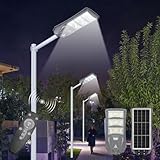 iodoo 10000LM ソーラー街路灯 アルミニウム 屋外ライト モーションセンサー 防水 ソーラーパワー 壁 テラス フラッグ ライト 庭 庭 ガレージ リモコン付き (1000W)