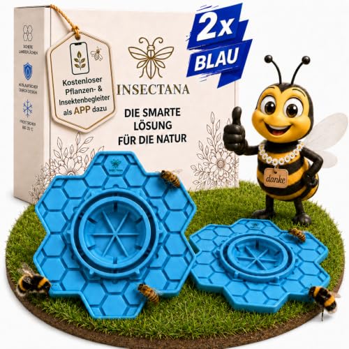 Insectana Bienentränke 2er Set Blau Insektentränke aus BPA-freiem Silikon für Garten & Balkon Wasserspender für Bienen Hummeln Schmetterlinge UV-beständig Spülmaschinenfest für Imker Zubehör