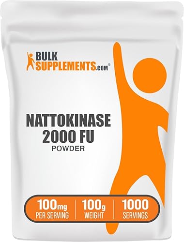 BulkSupplements. com Nattokinase 2000 FU Polvo - Procedente de extracto de natto, suplemento de nattoquinasa - 100 mg de polvo de natto por porción,