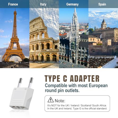 Lenink 6 Packs US to Europe Plug Adapter, Type C Travel Adapter, Fireproof Portable European Power Converter Plug for USA to EU Italy France Germany Spain Maldives2