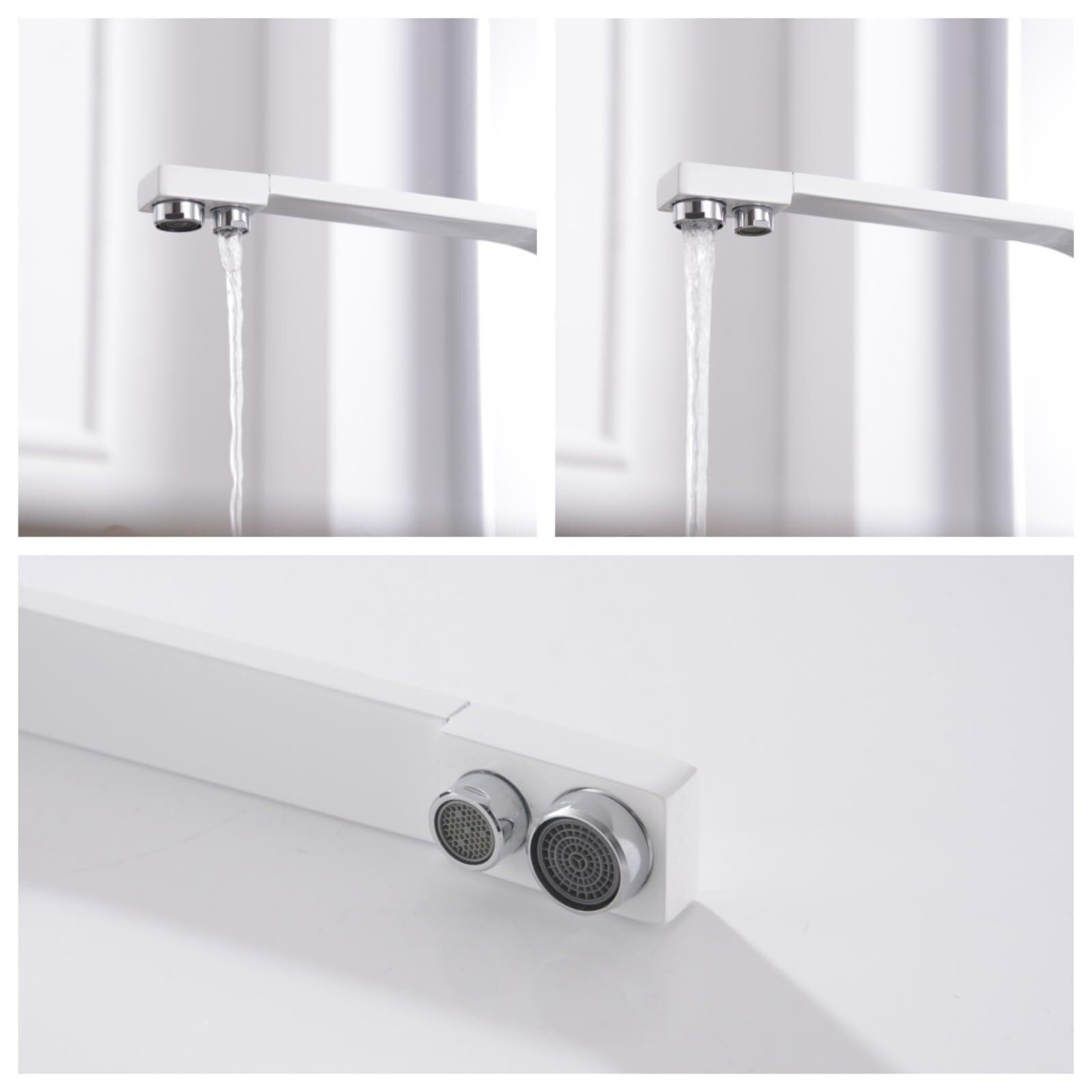 Grifo mezclador para fregadero de cocina de 3 vías, grifo de agua con filtro 3 en 1 blanco para beber grifos de cocina calientes y fríos, diseño moderno, fácil instalación