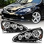ACANII - For 2005-2006 Acura RSX Black Headlights Headlamps Head Lights Lamps Replacement Driver + Passenger Side