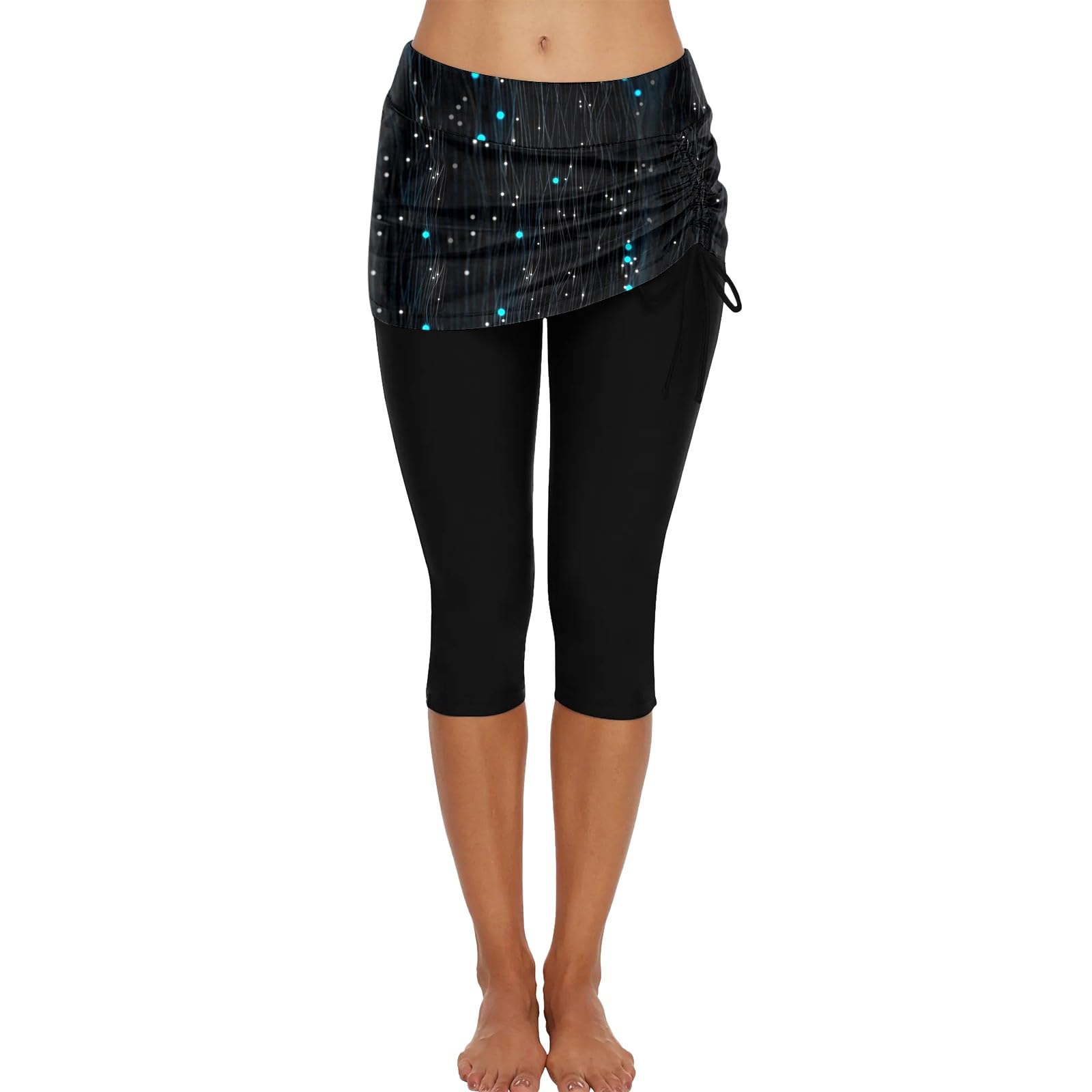 Generico Pantaloncini Costume Donna Vita Alta Lunghi Attillati Mare Pantaloncini da Bagno Modellante Arricciato Piscina Short da Bagno Spiaggia Bikini Pantaloni Estivi Sportivi