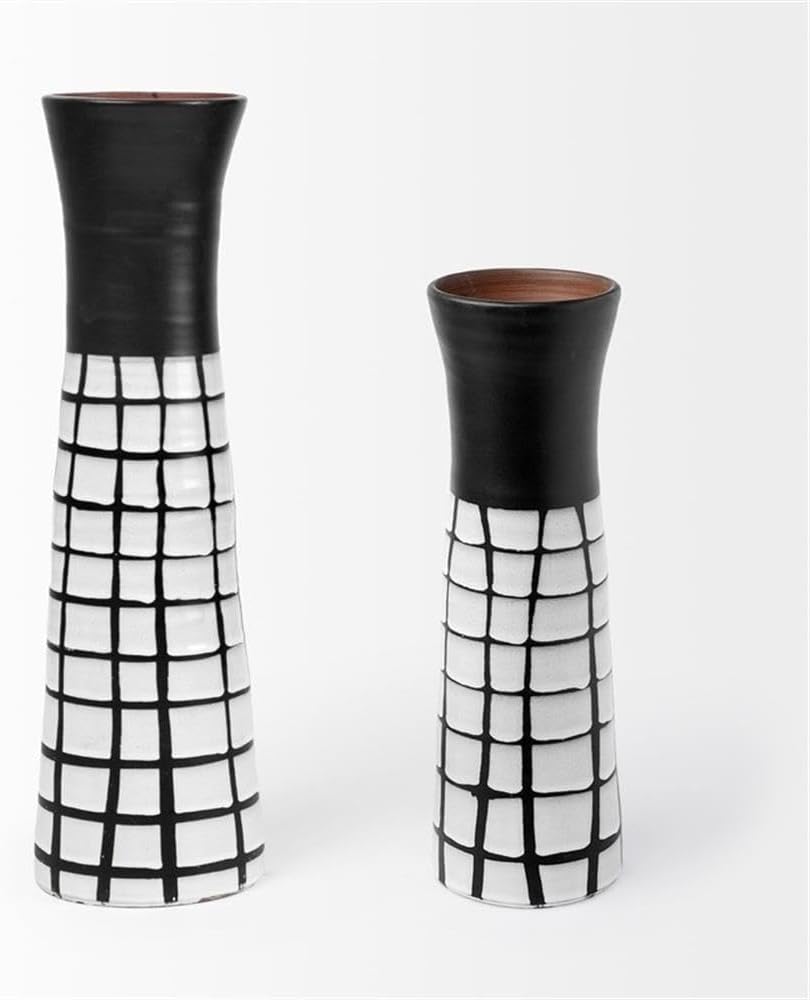 Mercana Luanda Decorative Vases, Small (6" x 6" x 17.3"), Black/White