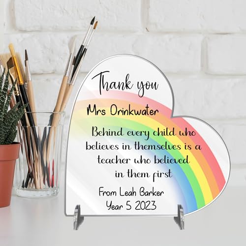Image of Personalised Teacher Appreciation Plaque with Stands - Laser Cut Thank You Keepsake, Customisable Design, Made from FSC-Certified MDF, Handcrafted in the UK (Acrylic 8.5cm x 8.5cm, Behind every child)