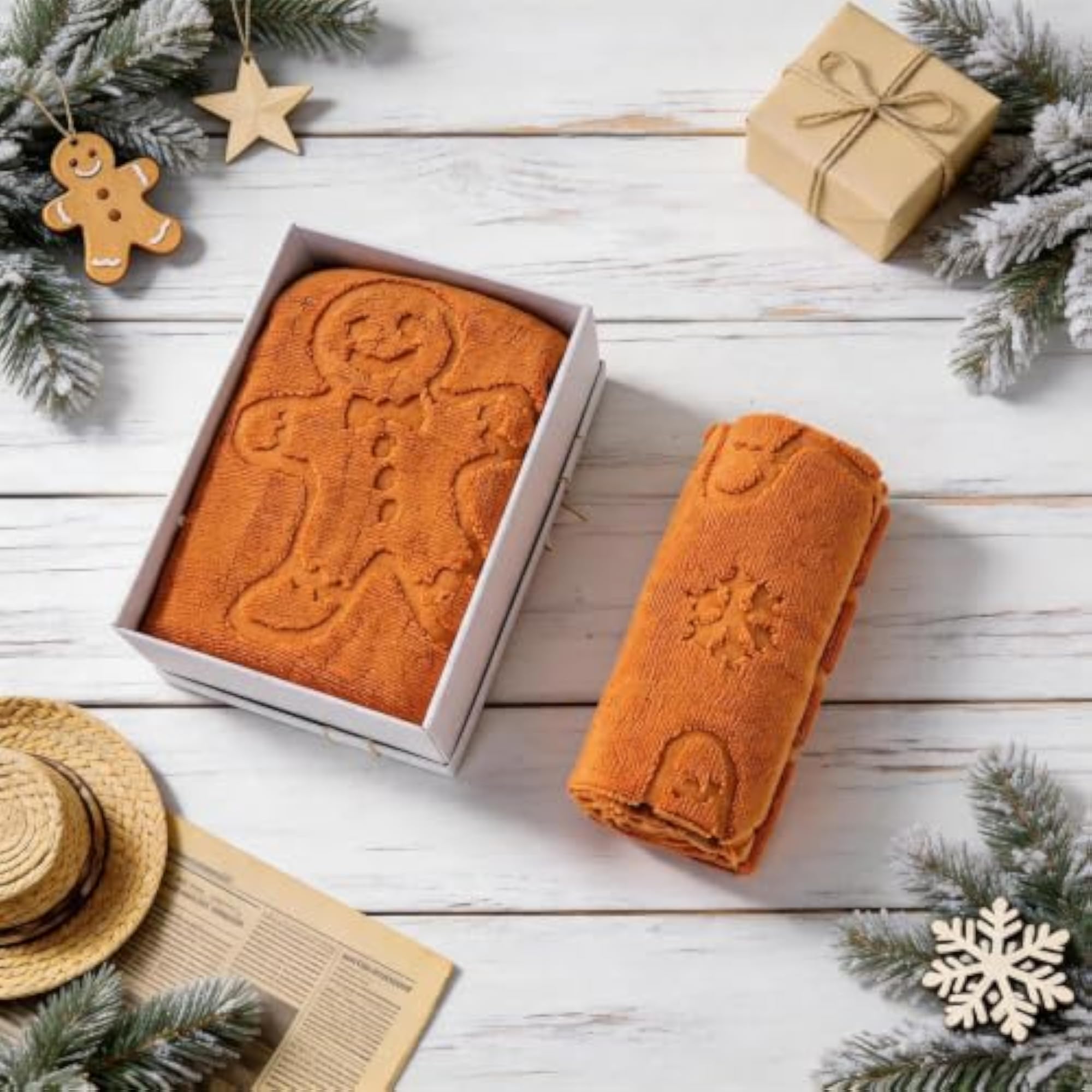 3 Pcs Christmas Gingerbread Hand Towels Set, Gift