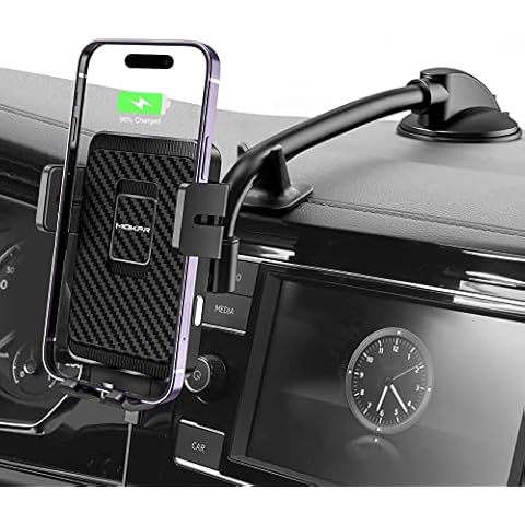 Wireless Car Charger, MOKPR 15W Fast Charging Car Mount Auto-Clamping Car Charger, Dashboard Windshield Phone Holder Compatible with iPhone 13/13 Pro/12 pro/12/11/X/8, Samsung S10/S9/S8/Note10/Note9 Cover