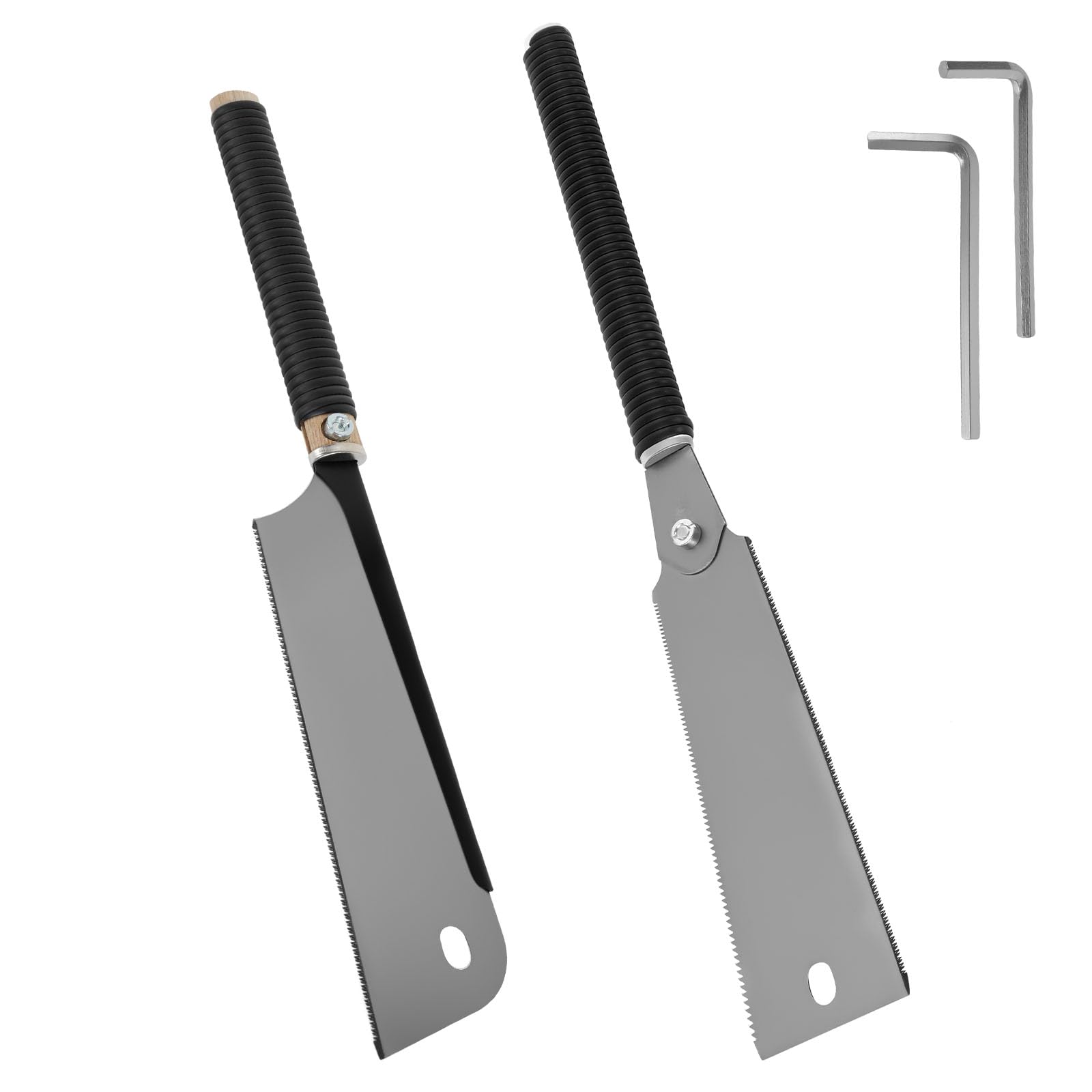 Sierra japonesa de acero al carbono con alto contenido de carbono, sierra de mano de doble diente, herramienta de precisión para cortar madera con mango antideslizante, ideal para carpintería