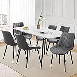 [Größe des Esszimmermöbel-Sets]: Ausziehbarer Holztisch im Industriestil mit den Maßen (120-160 ) x 80 x 75 cm; gepolsterte Sitze mit einer Gesamthöhe von 87 cm, Sitzfläche 43 x 53 cm und Rückenlehnenhöhe 41 cm.