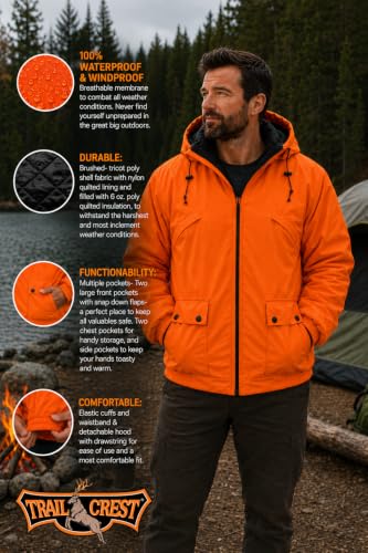 Image of TrailCrest Men's Blaze Orange Camo Insulated Waterproof Tanker Jacket