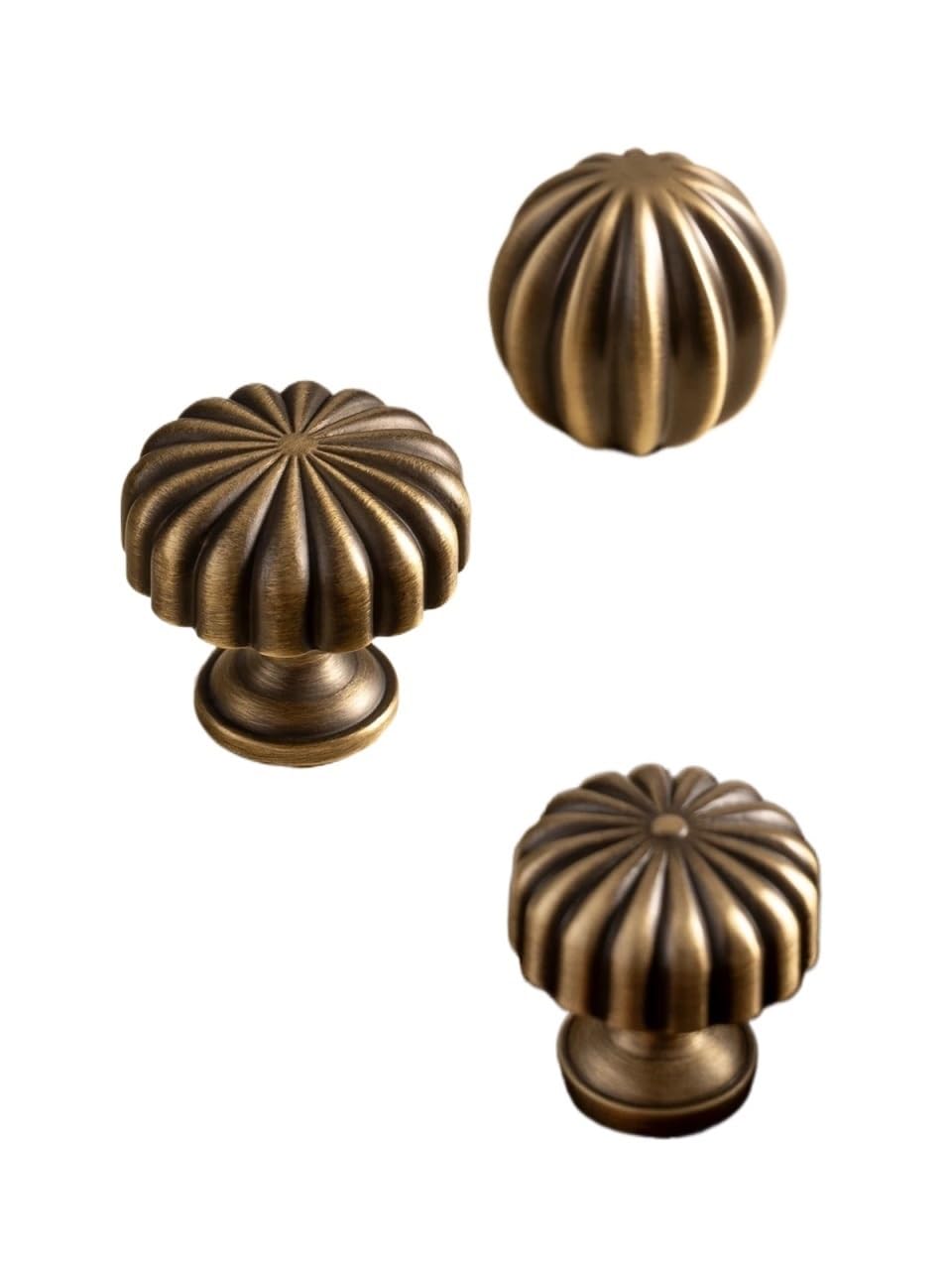 Qvorlth Vintage Cabinet Pulls Solid Antique Brass Kitchen Cabinet Pulls Bronze Brushed Handle Dresser Drawer Knobs Furniture Hardware Cupboard(Knob-27mm)