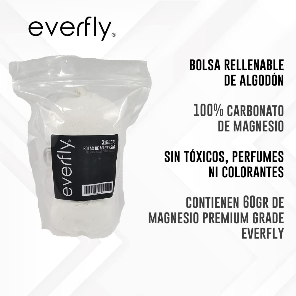Everfly Magnesite in Polvere 3x60gr Chalk Bag Gesso Crossfit Arrampicata Calisthenics Sollevamento Pesi Palestra Dry Hands Grip