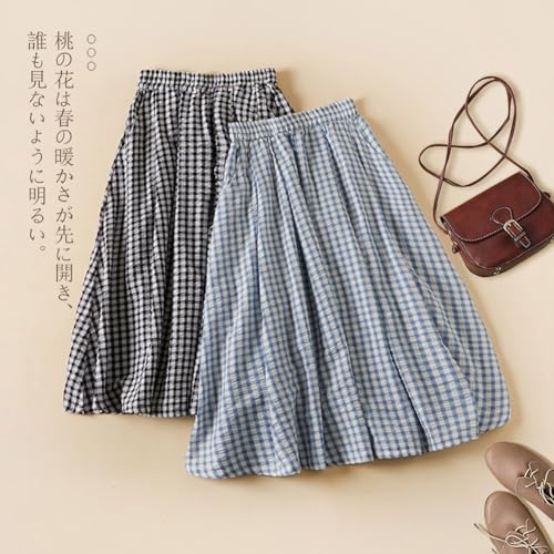 chouyatou Women's Vintage Plaid Elastic Waist A Line Pleated Swing Midi Long Skirt with Pockets4