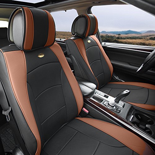 Image of FH Group Car Seat Cover Cushion - 2 Pack Seat Covers for Cars Trucks SUV,) Faux Leather Car Seat Cushions, Waterproof Car Seat Cover Cushion, Universal Fit Car Seat protector Front Set Brown