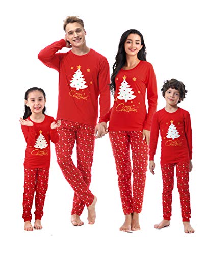 Benaive Matching Family Christmas Pajamas Set Boys Girls Holiday Pjs for Women Men Sleepwear (Red,WhiteTree, Women-XX-Large)