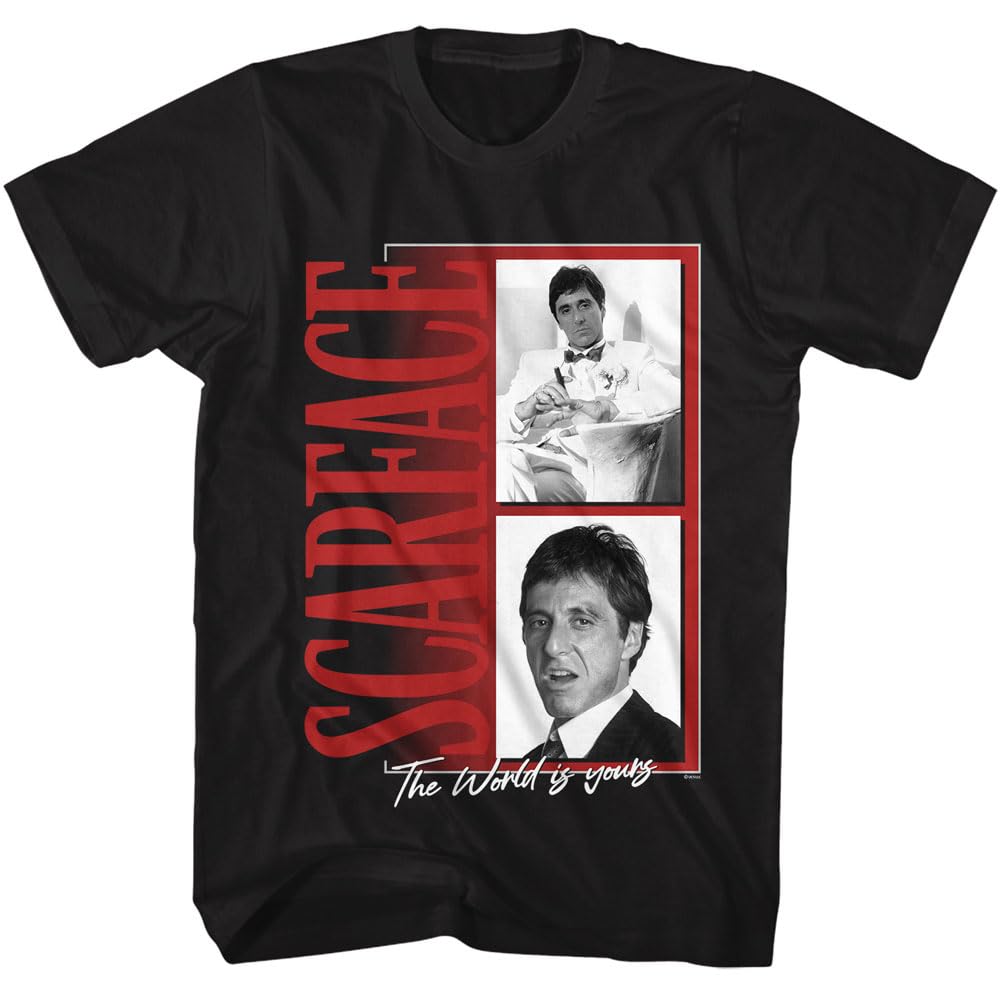Scarface Logo Black Graphic Crew Neck, Short Sleeve Shirt - Soft Vintage Style Movie T Shirt for Men & Women