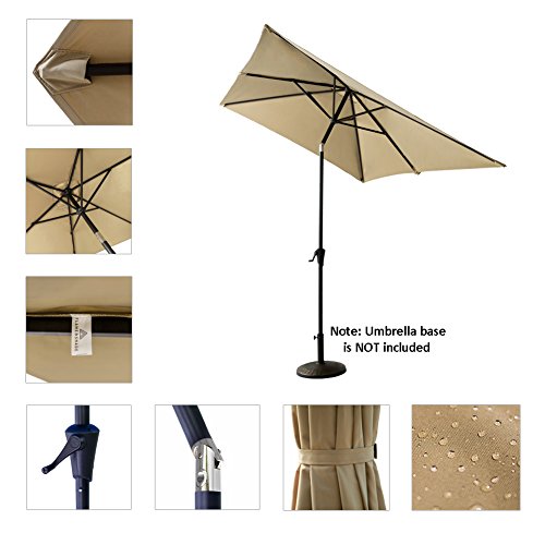 FLAME&SHADE 6.5 x 10 ft Rectangular Outdoor Patio Umbrella with Tilt - Beige