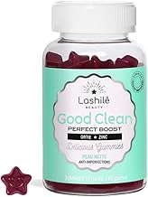Lashilé Beauty - Anti-Acne Food Supplement - Clean Skin & Anti-Imperfections - Regulates Oil & Purifies - Good Clean Vitamins - Made in France - Burdock Nettle Zinc - 1 Month Cure 60 Gummies