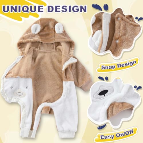 Image of Fairy Baby Newborn Baby Snowsuit Bear Suit Romper Winter Warm Coat Infant Fleece Footie Jumpsuit for Girls Boys 0-18M