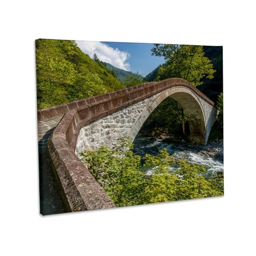 3dRose River and stone bridge, Rize, Black Sea region of Turkey Museum Grade Canvas Wrap 10x8