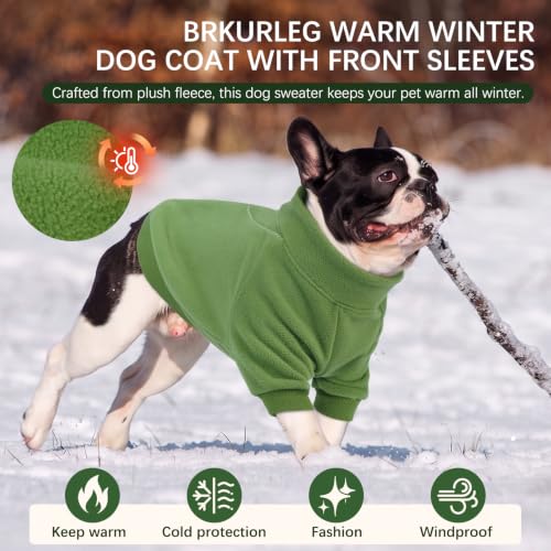 Image of BRKURLEG Dog Sweater, Warm Fleece Dog Winter Coat, Green, XL