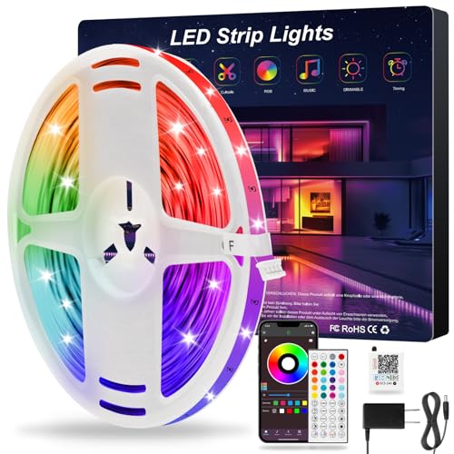 ATBAOXO LED Strip Lights, 16.5 ft Music Sync Smart RGB LED Lights, Color Changing with App and IR Remote Control, Perfect for Christmas, Parties, Celebrations, and Home Decorations