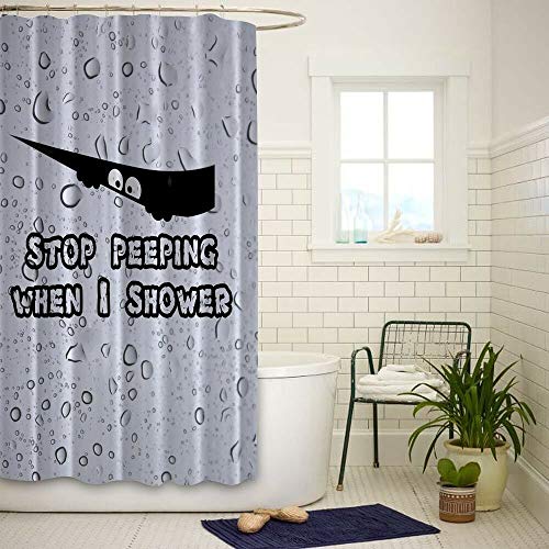 gwregdfbcv Deje de espiar la Cortina de Ducha Tela Duradera Moho Accesorios de baño Creativo con 12 Ganchos 180X180CM