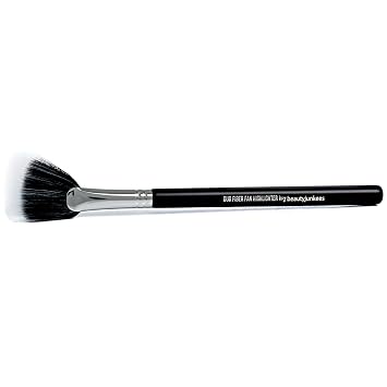Fan Highlighter Makeup Brush Beauty Junkees Duo Fiber Face Make Up Brushes, Cheekbone Define Highlighting with Powder, Cream, Mineral, Liquid Cosmetics, Soft, Synthetic, Vegan, Cruelty Free
