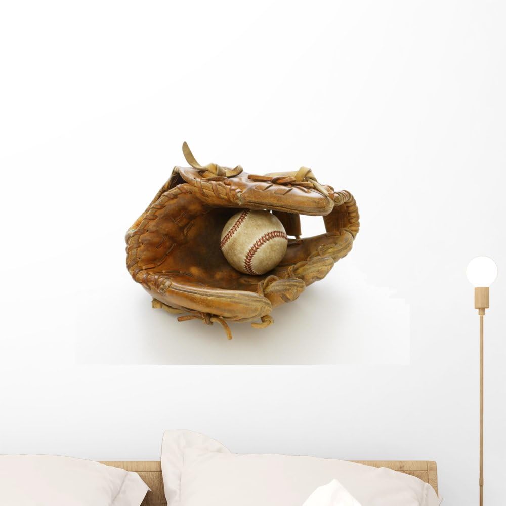 Wallmonkeys WM151053 Baseball and Glove Peel and Stick Wall Decals, 24" W x 18" H-Medium