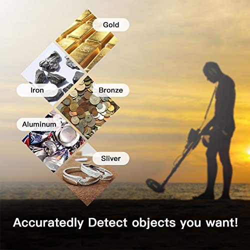 Metal Detector, High Accuracy Adjustable Waterproof Metal Finder Detectors with LCD Display, P/P Function, 7 Target Categories, Headphones, Folding Shovel and Carrying Bag Included