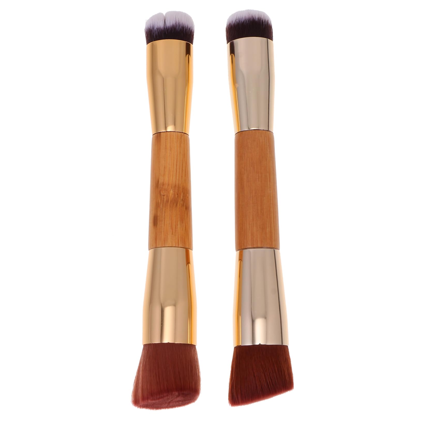 FRCOLOR 2Pcs Double Ended Blush Brushes Handle Makeup Tool for Foundation Blush Smooth Dense Bristles for Even Application for Womens Cosmetic Needs