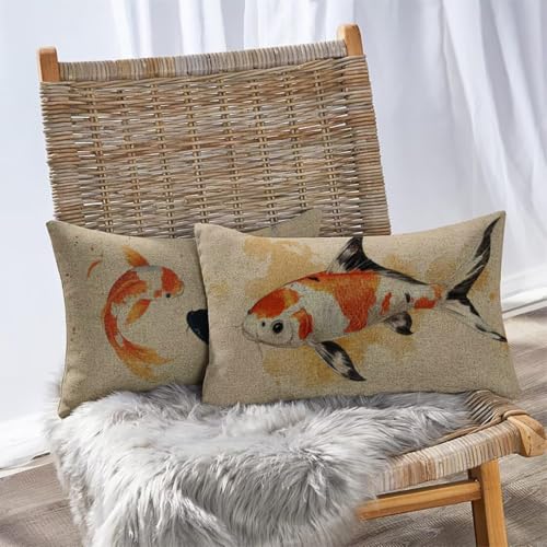 Housse de coussin extérieur imperméable en lin lot de 2 beige 40x60 pour canapé - 5