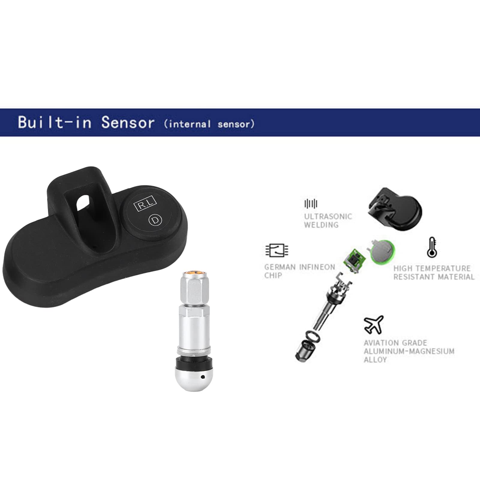Shkalacar Système Intelligent de Surveillance de la Pression des Pneus TPMS avec 4 Capteurs Internes, Alarme en Temps Réel pour Voitures, SUV, Camionnettes