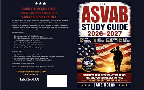 ASVAB Study Guide 2026–2027: Complete Prep for All 9 Subtests: 200+ Practice Questions, AFQT Strategies, CAT-ASVAB Prep & 30-Day Study Plan