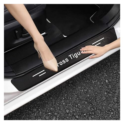 Car Door Sill Protector,Sill Protector Compatible with VW T-Cross Tiguan 4Pcs Door Entry Guard Scuff Sill Protector Plate- Carbon Fiber Anti-Scratch Sticker