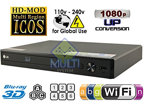 LG BP550 2D/3D - DVD - CD - Blu-ray Player Wi-Fi MultiZone Region Code Free DVD 012345678 PAL/NTSC Blu Ray Zone A/B/C. MP4 XviD AVI and MKV. 100~240V 50/60Hz World-Wide Use (Free 2 Meter HDMi Cable) schwarz – Bild 3