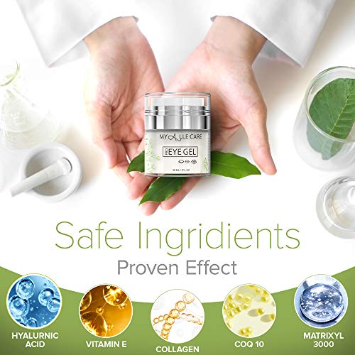Eye Gel With Hyaluronic Acid, Reduce Dark Circles, Puffiness And Eye Bags. Anti Wrinkle Under Eye Treatment, Hydrating Gel With Collagen, Aloe And Vitamin E, Anti Aging Cream For Men & Women #TOP5