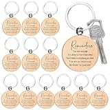 Landical 20/30Pcs Wood Little Reminders Keychain Bulk Inspirational Key Chain Positive Mental Health Gifts for Women Men(20 Pcs,Round)