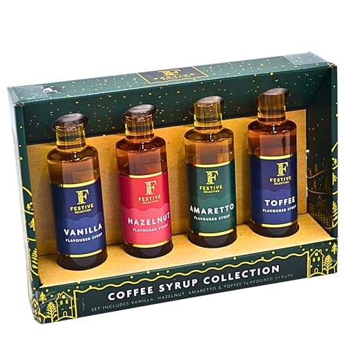 Coffee Gift Set | Coffee Syrup Gift Set | 4 X 85ml Assorted Flavour Syrup For Coffee Including Vanilla Syrup, Caramel Coffee Syrup, Hazelnut flavour, Irish Cream - Gift Set For Him Her