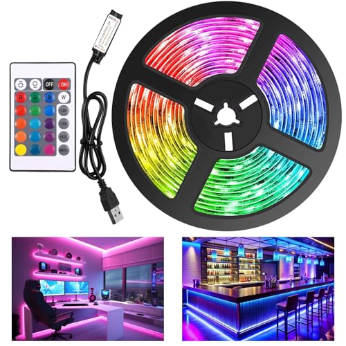 20M USB LED Strip Lights for TV, 5V Colour Changing Self-Adhesive LED Lights with Controller, Ideal for Bedroom, DIY Decor, Parties, Ornamentation, Game Room