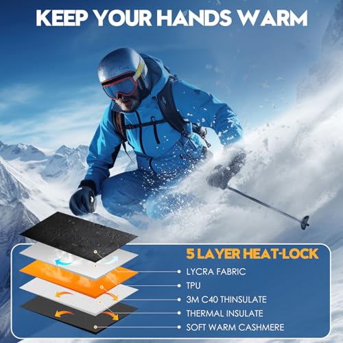 Image of Bruvoalon Winter Gloves for Women & Men, 3M Thermal Insulation, Lycra Fabric, Touchscreen, Anti-Slip