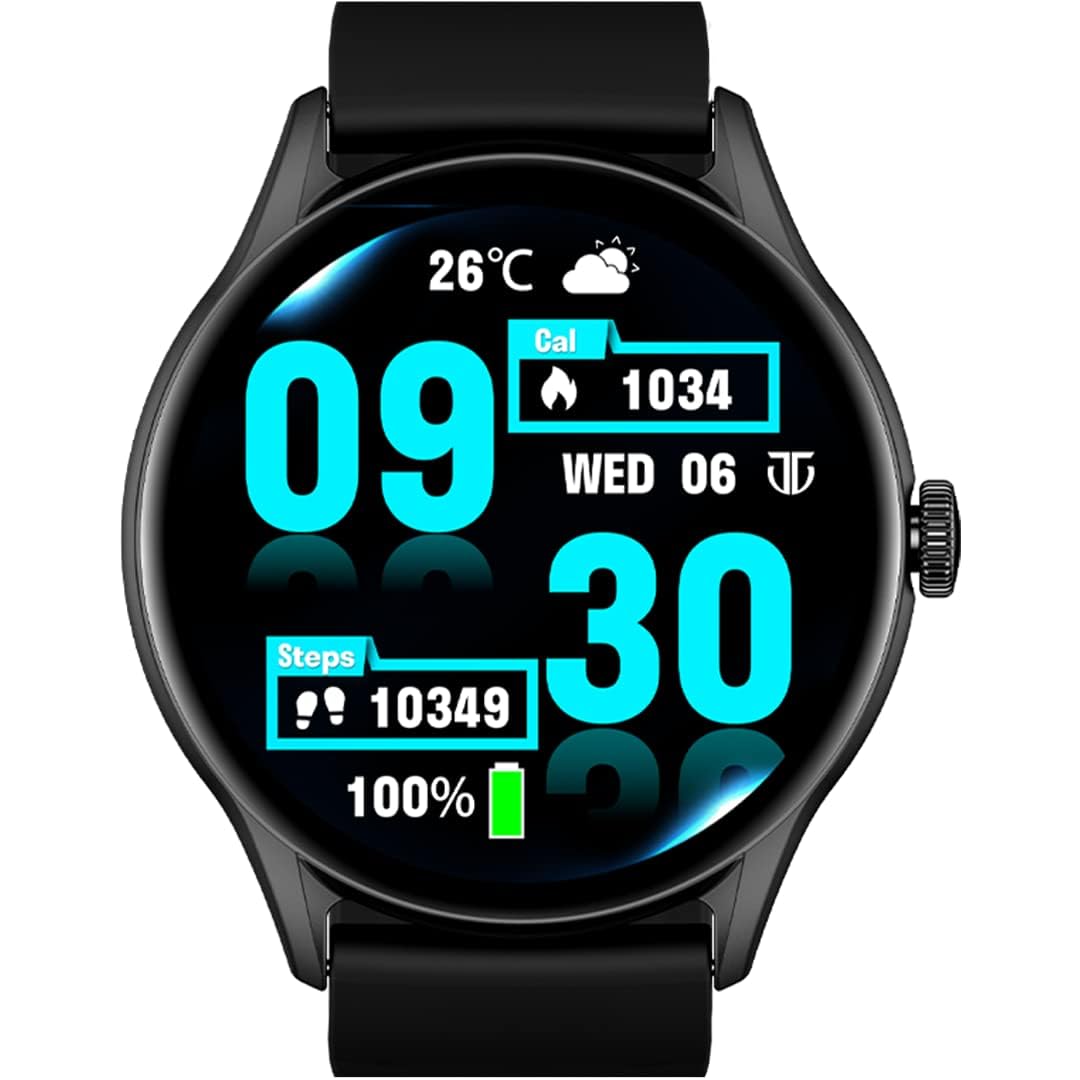 Titan Evoke Smart Watch with 1.43" AMOLED|Industry Best 1000 Nits Brightness|Functional Crown|BT Calling|Multisport Modes|100+ Watchfaces|24x7 Health Suite|Premium Metal Case with Silicone Strap