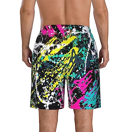 Kkaingg Neon Paint Splatter Men's Swim Trunks Quick Dry Swim Shorts Summer Beach Shorts with Pockets Swimsuit3